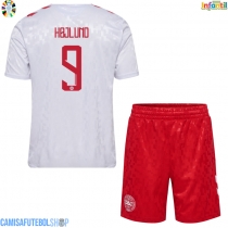 Camisa de time de futebol Dinamarca Rasmus Hojlund #9 Replicas 2º Equipamento Infantil Europeu 2024 Manga Curta (+ Calças curtas)